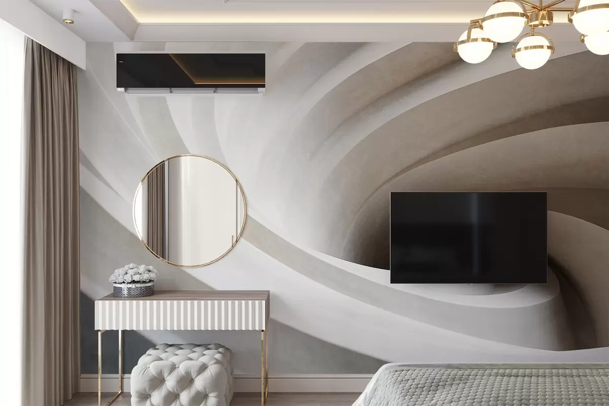 Фототапет Абстрактна текстурирана вихрушка от бели и бежови пластове, създаваща ефект на вихър, динамична композиция, модерен минималистичен дизайн w09144