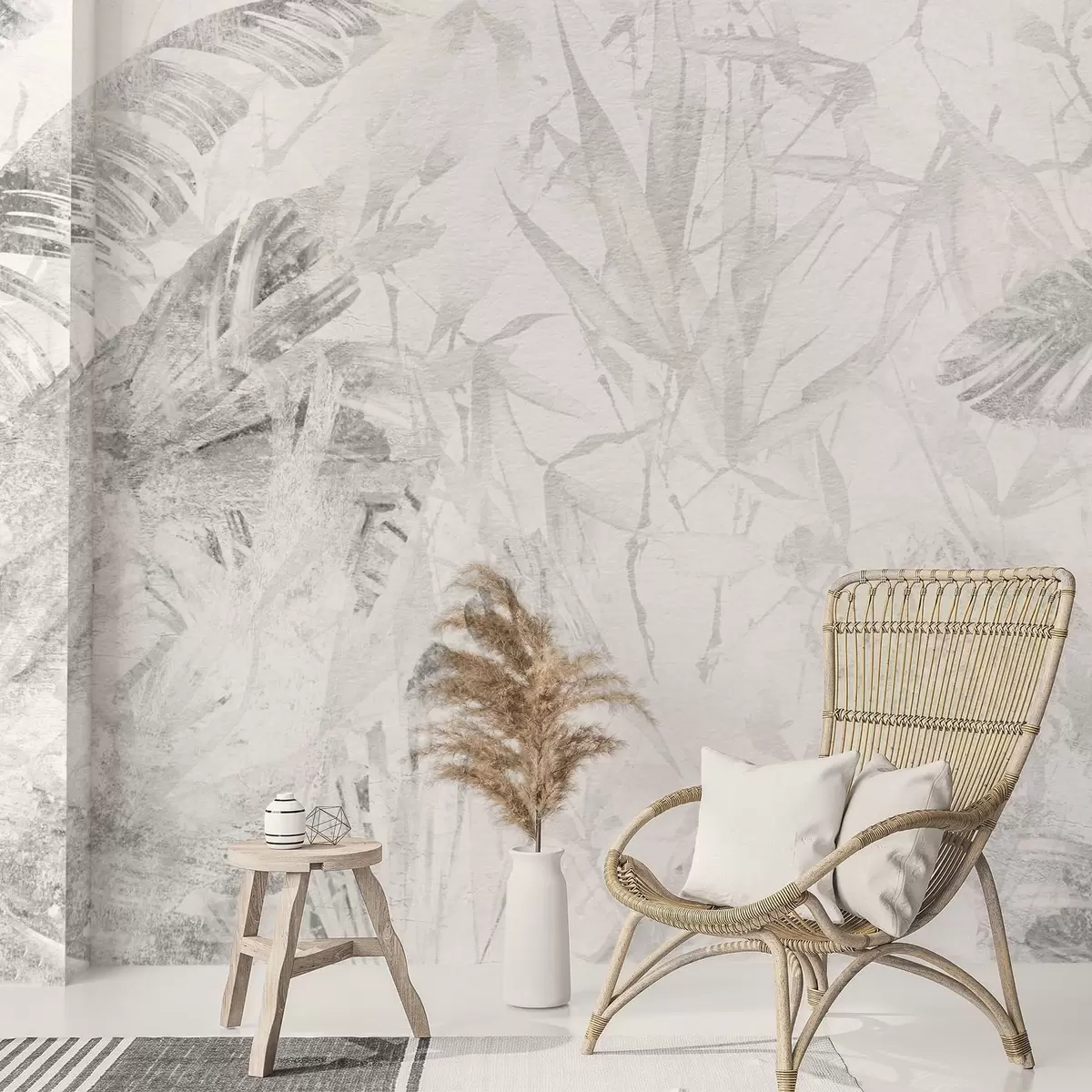 Фототапет Флорална абстракция в гръндж стил с имитация на абразия w03926