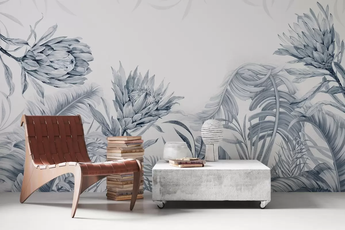 Фототапет Протея сред тропически листа, зелени нюанси w03952v2