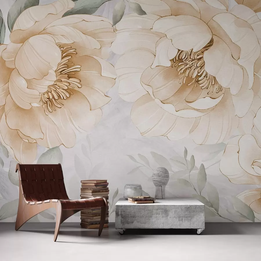 Фототапет Имитация на жълти божури акварел w03932v1