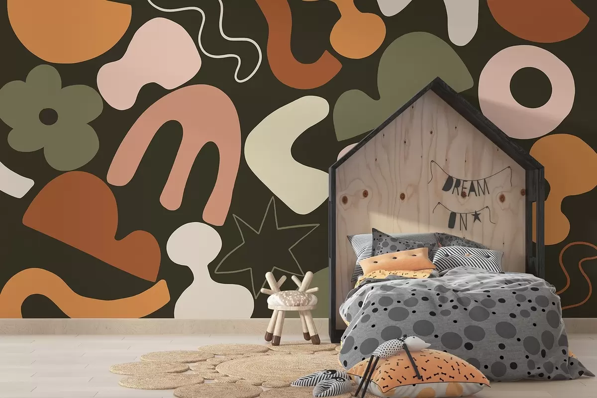 Фототапет Геометрични фигури, юношество, абстракция, тъмнозелен фон w04067v2