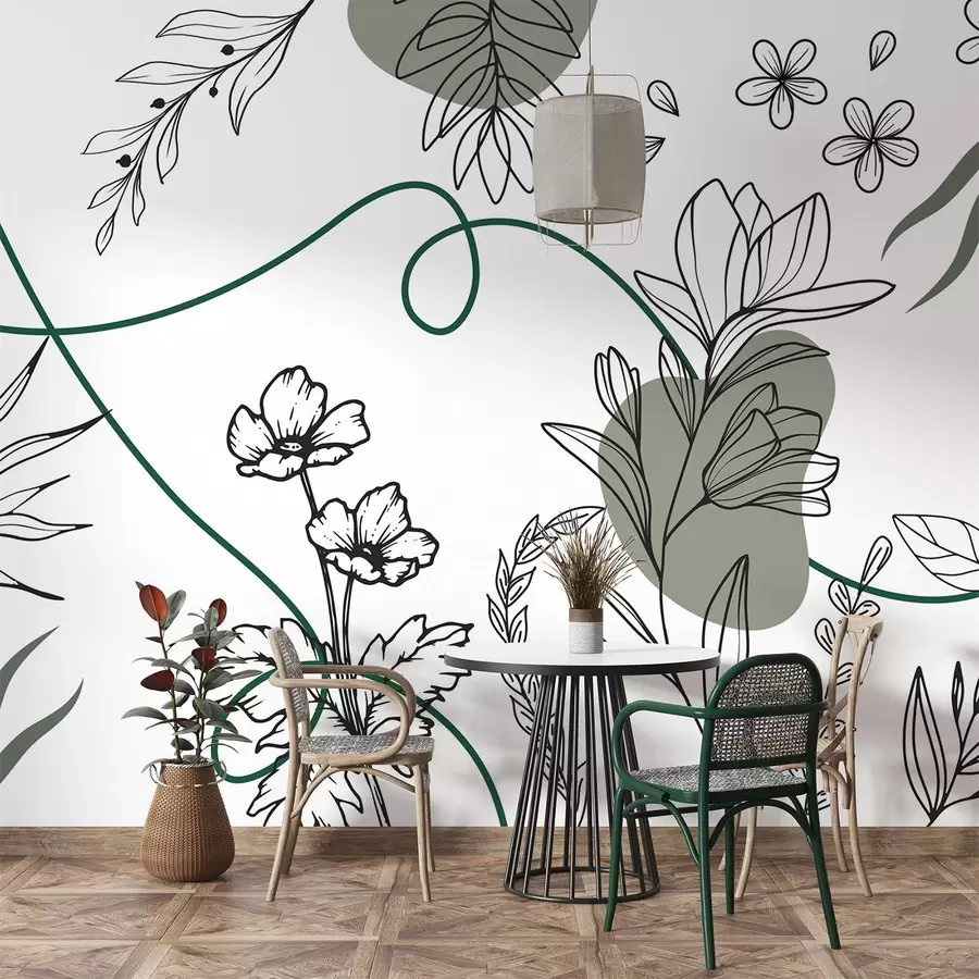 Фототапет Бохо флорален контур w04082