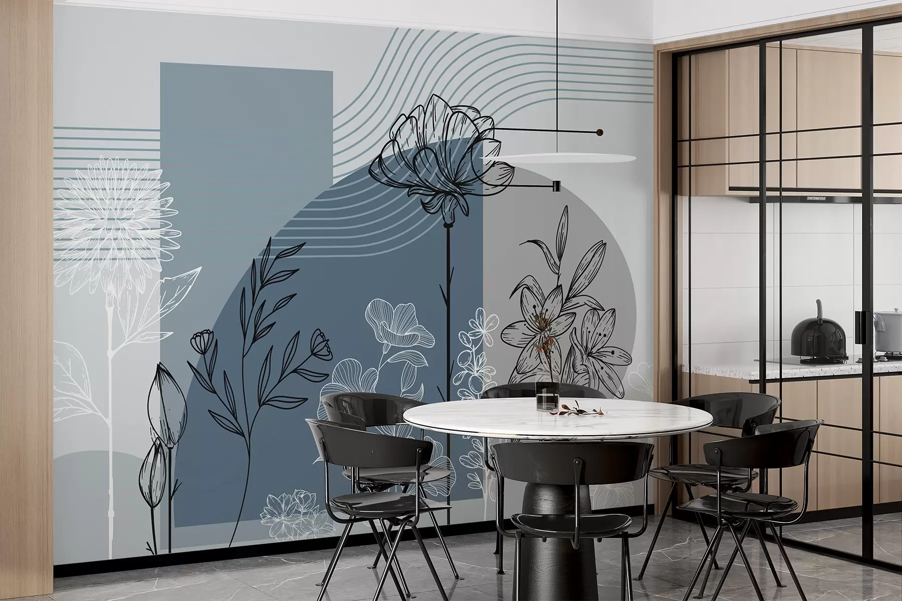 Фототапет Бохо флорален контур w04081v1