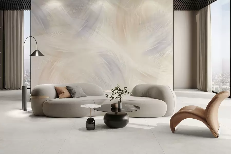 Фототапет ефирни пера в нюанси на синьо и бежово w04071v2