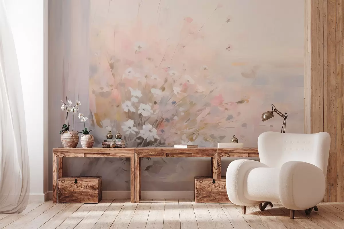 Фототапет Букет цветя до прозореца имитация на живопис w04101