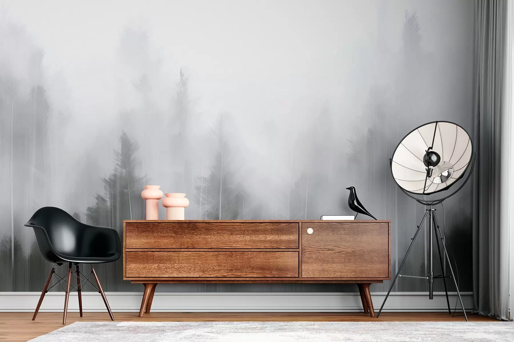 Фототапет Картина, имитираща иглолистна гора w04104