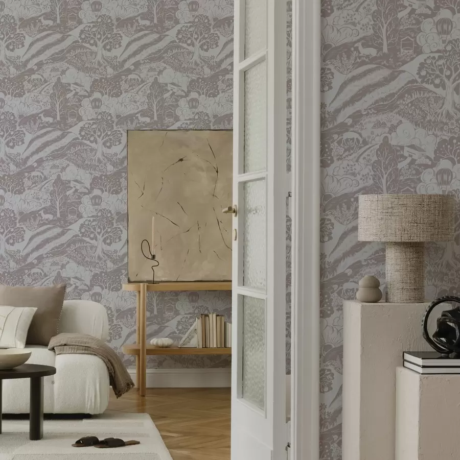 Фототапет Пастелна илюстрация на приказка с животни и дървета a00172v1