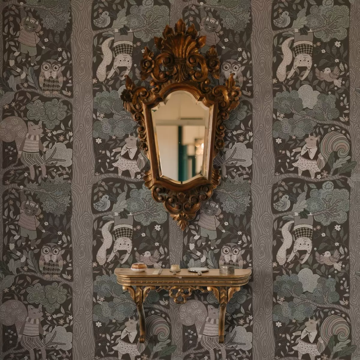 Тапети Ръчно рисувана графична рисунка на природата в етно стил a00173