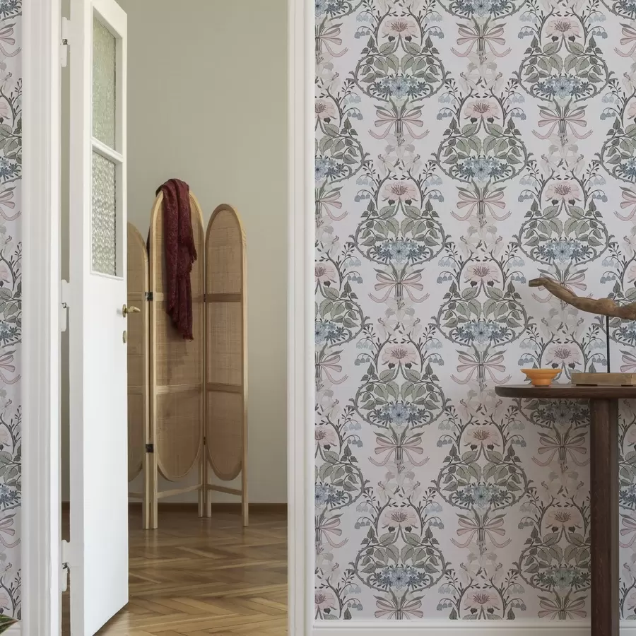 Фототапет Ретро флорален модел с панделки и пъпки a00174