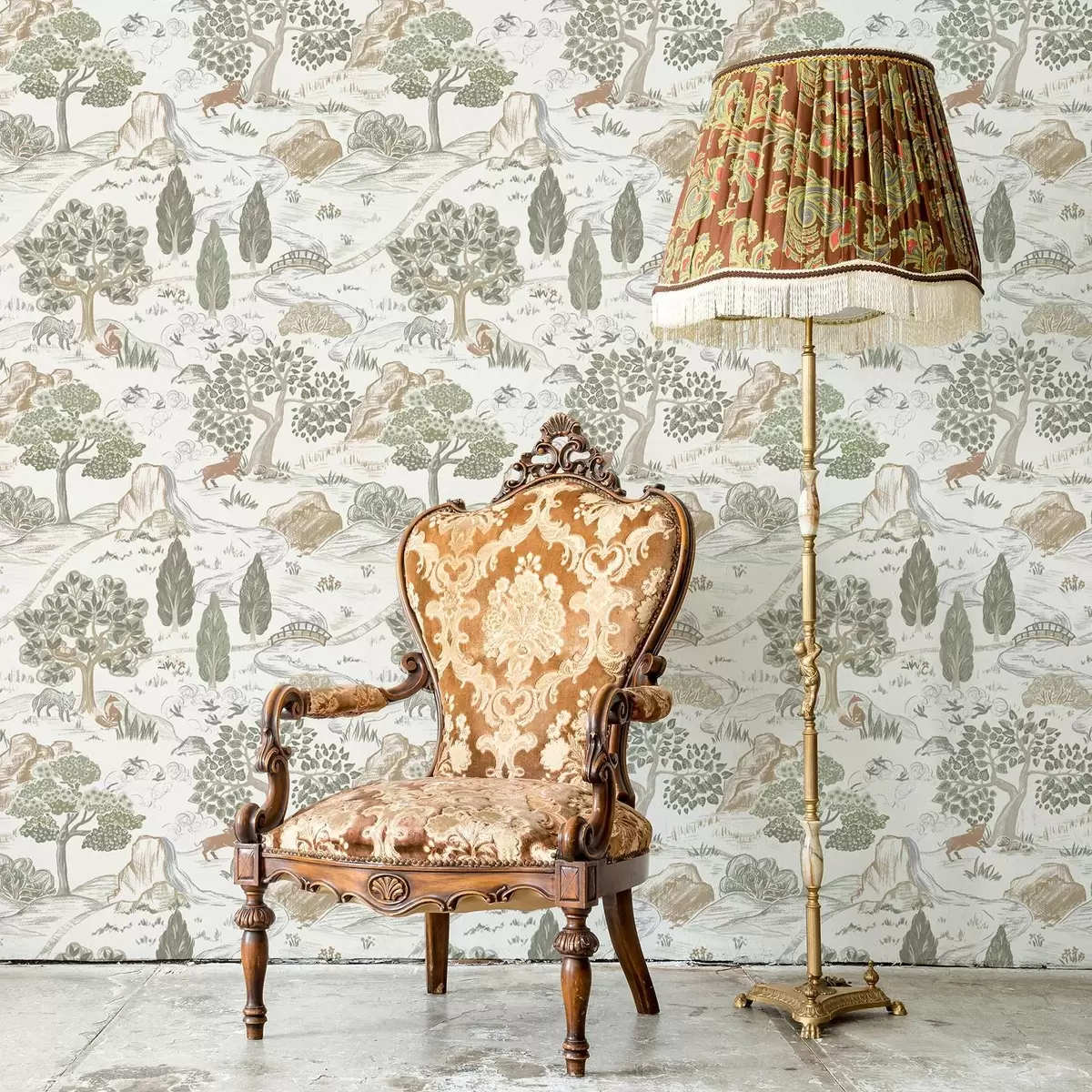 Тапети Приказна карта на природата с животни и дървета a00177