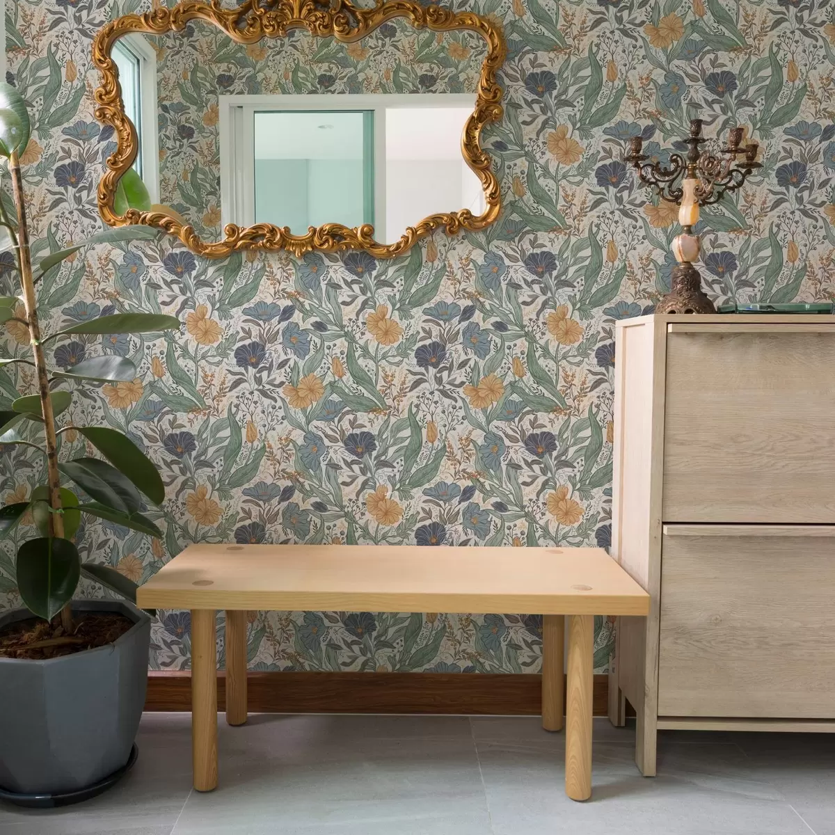 Тапети Ръчно рисувана илюстрация на ливадни цветя в топли цветове a00180