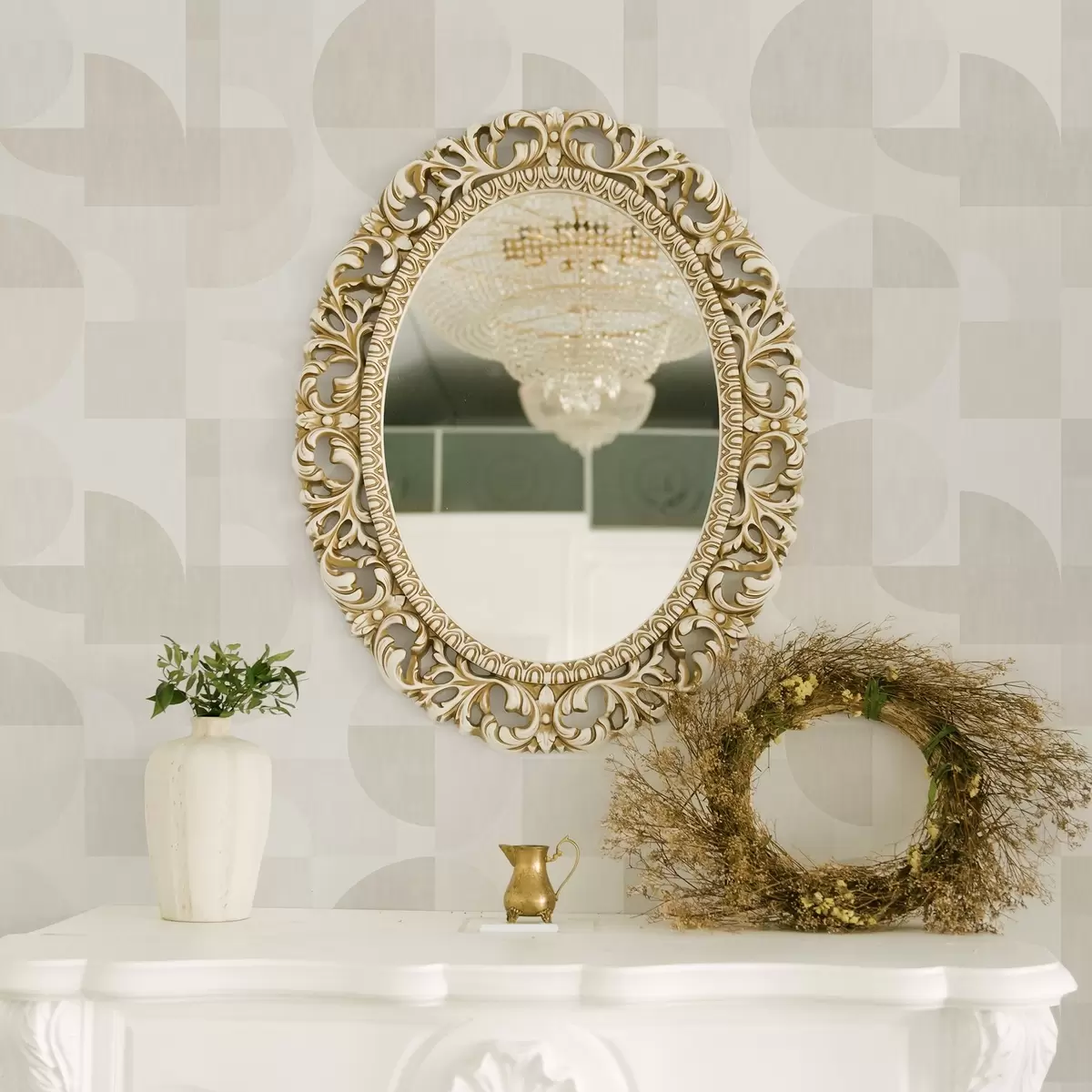 Тапети Минималистична геометрия в светлокремава палитра a00189