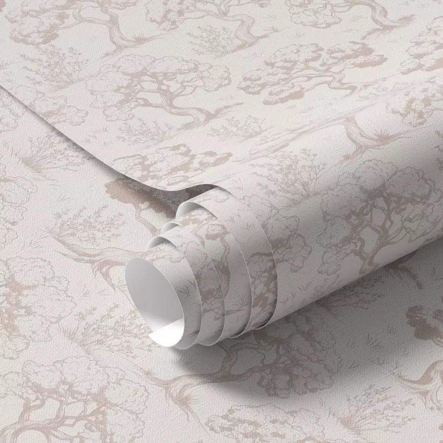 Фототапет Монохромни силуети на дървета във винтидж стил, бежова цветова схема a00210