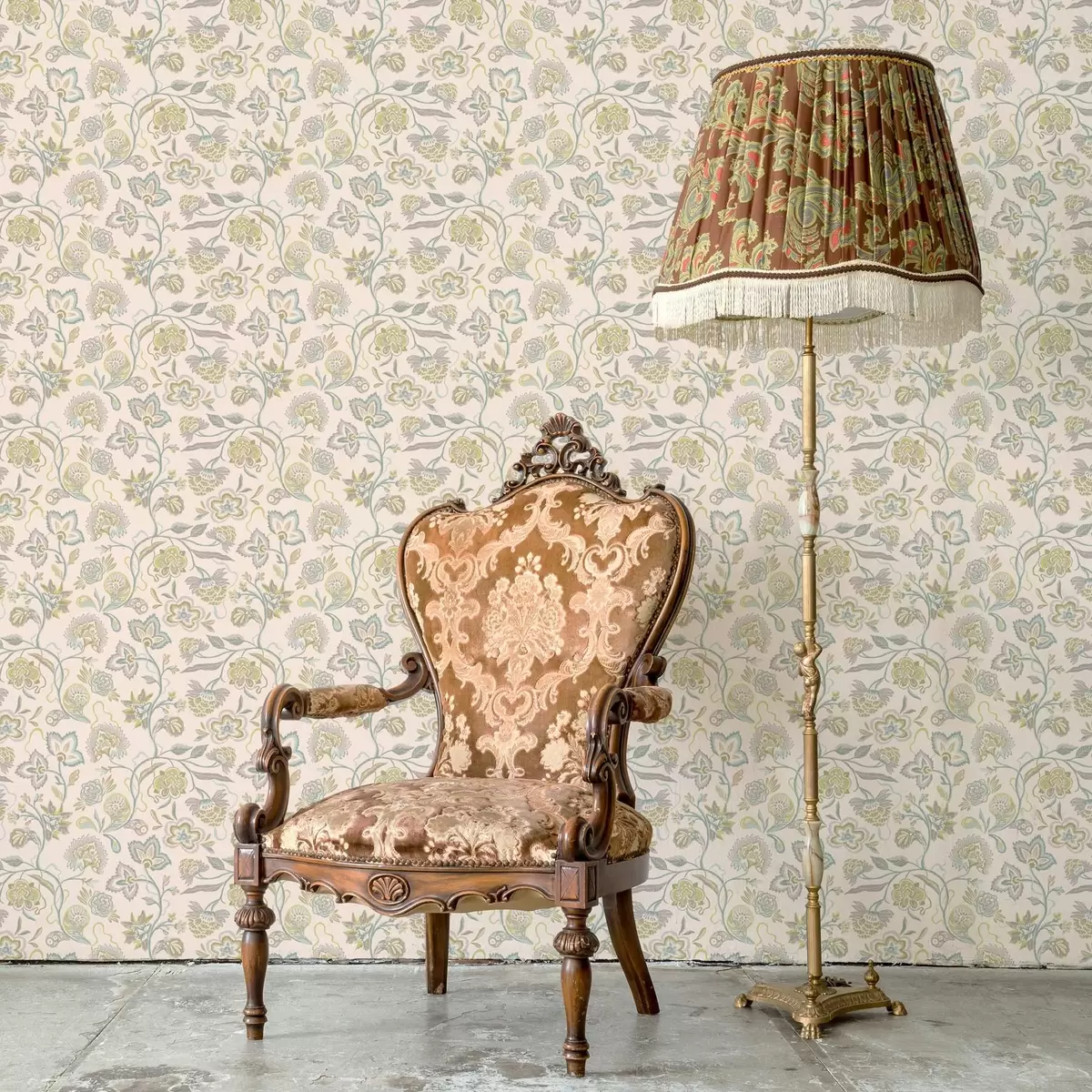 Тапети Декоративни цветя в пастелни цветове, винтидж стил a00222