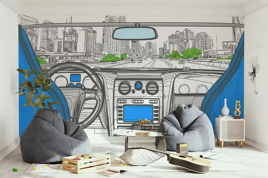 Фототапет Изглед на контура от автомобил w04109v1