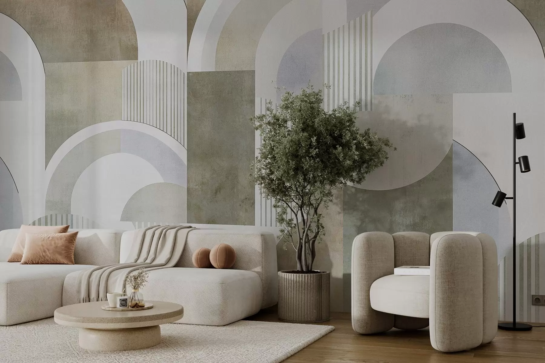 Фототапет Абстрактна геометрия в стил ар деко с ретро ефект w04079