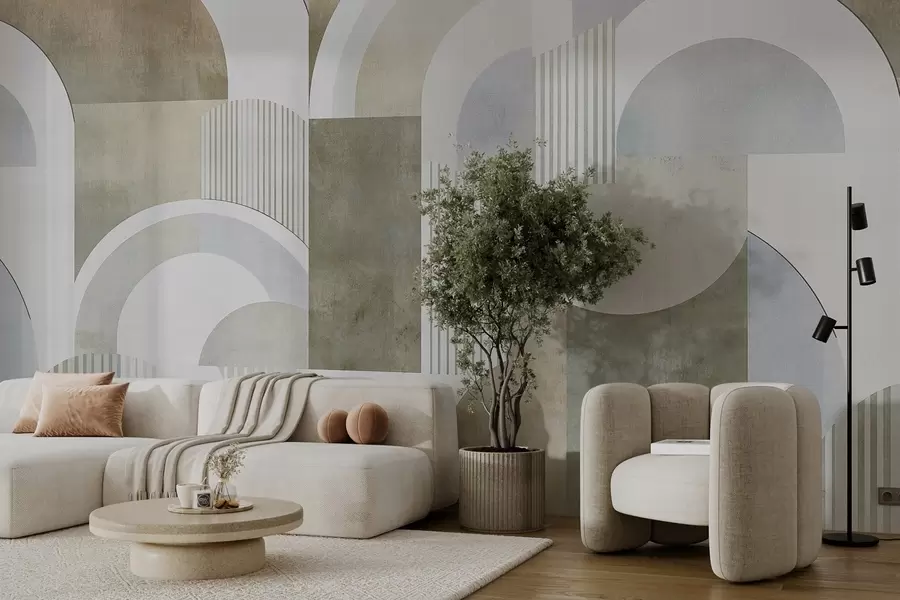 Фототапет Абстрактна геометрия в стил ар деко с ретро ефект w04079