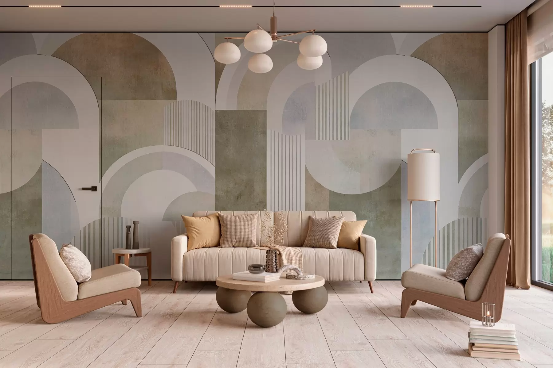 Фототапет Абстрактна геометрия в стил ар деко с ретро ефект w04079