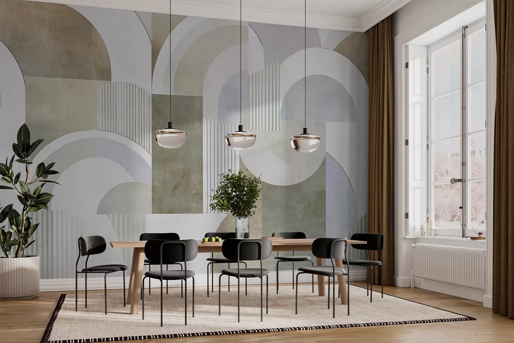 Фототапет Абстрактна геометрия в стил ар деко с ретро ефект w04079