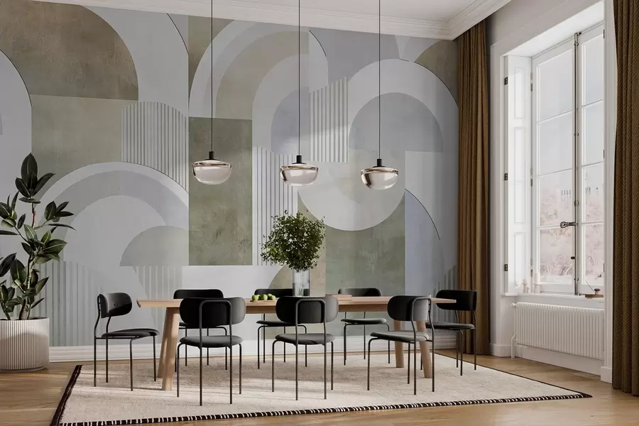 Фототапет Абстрактна геометрия в стил ар деко с ретро ефект w04079