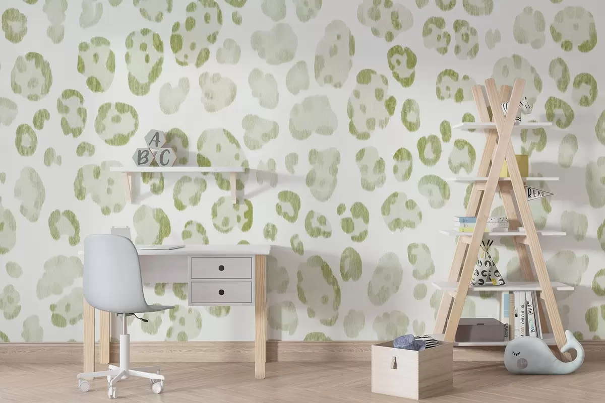 Фототапет Леопардов принт, текстура от вълна, зелен цвят w04112v3