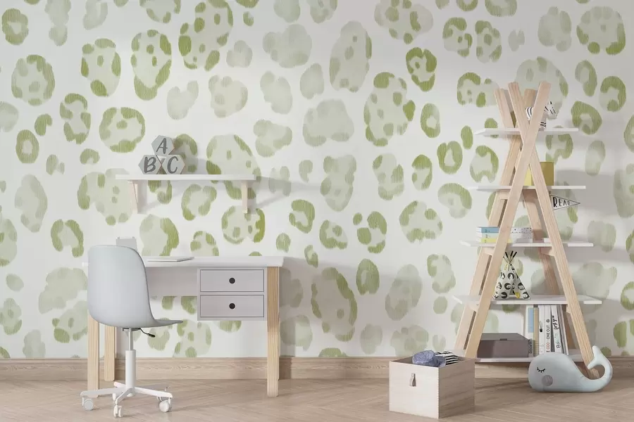 Фототапет Леопардов принт, текстура от вълна, зелен цвят w04112v3