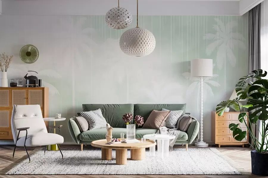 Фототапет Мъгла с палми w04180v3