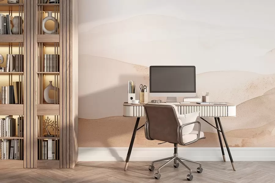 Фототапет Планини в акварелен стил в светлобежови нюанси w09223