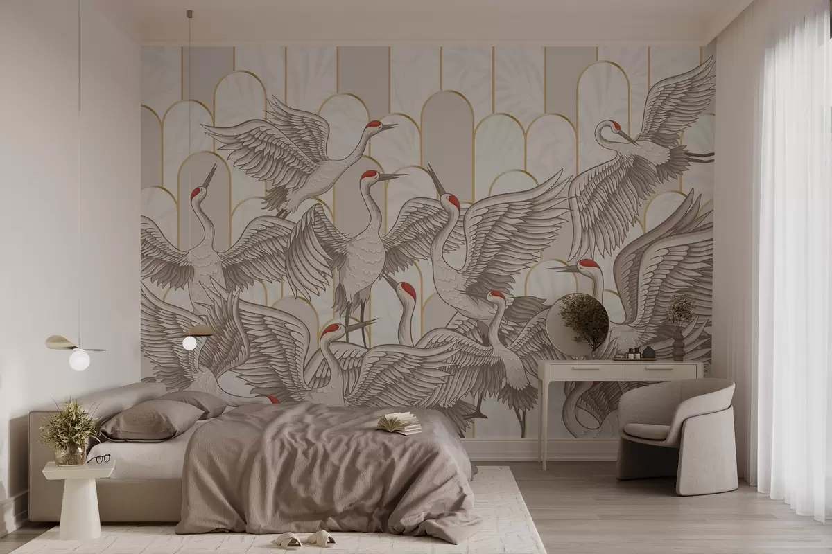 Фототапет Птици и винтидж арки w04193