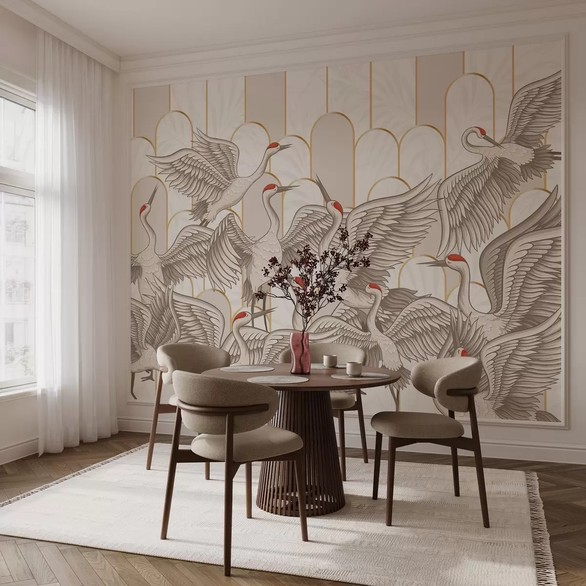 Фототапет Птици и винтидж арки w04193