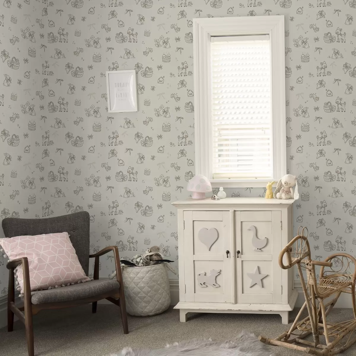 Тапети Симпатична горска сцена с елени, зайци и пчели a00215