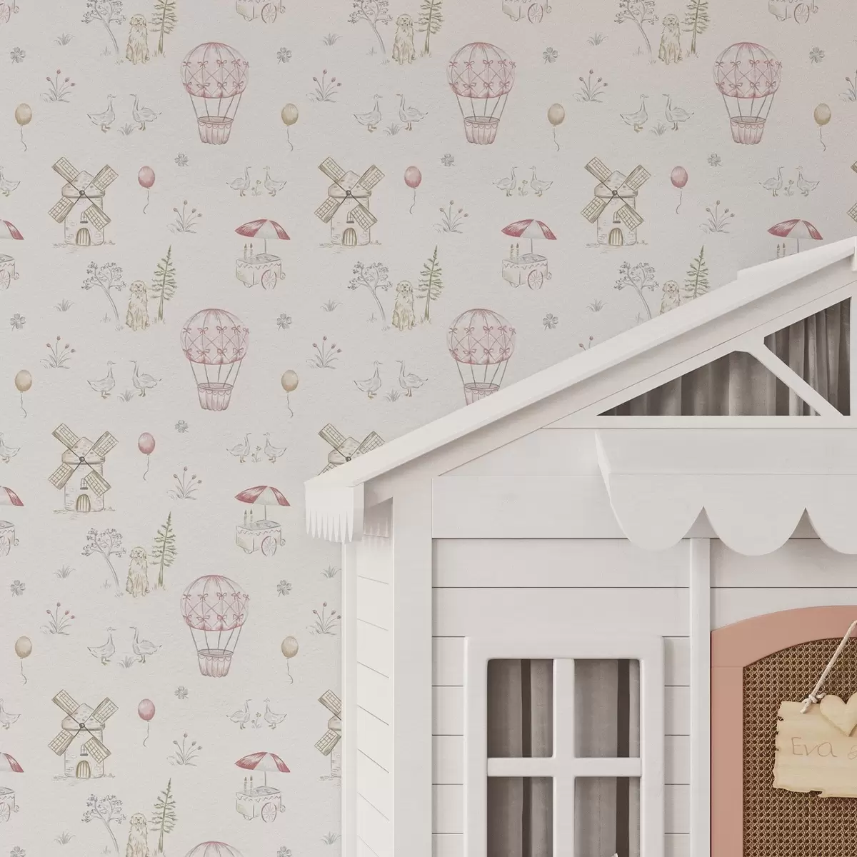 Тапети Детски илюстрации: Куче, патици, топки, мелница a00278