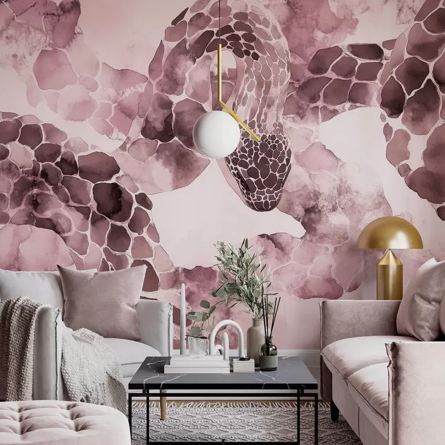 Фототапет Силует на змия, акварелен стил, бордо цветове w04113v1