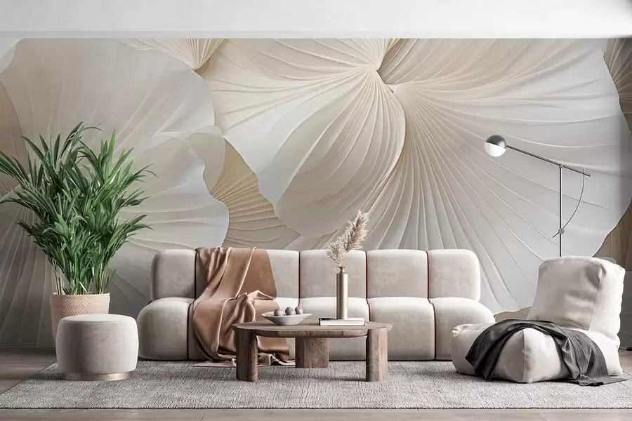 Фототапет венчелистчета, цветя, бяло, крем, текстура, нежност, декоративни w04216