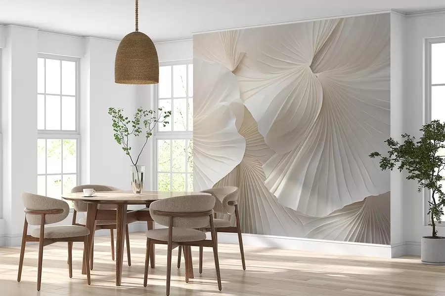 Фототапет венчелистчета, цветя, бяло, крем, текстура, нежност, декоративни w04216