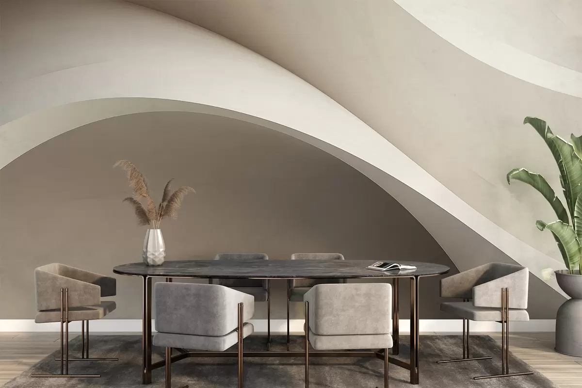 Фототапет абстракция, вълни, меки криви, бежово, гладко, линии, модерно w04217v1