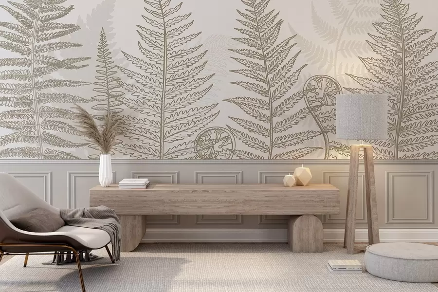 Фототапет листа, растения, папрат, светлина, ботанически, графичен w04239v2