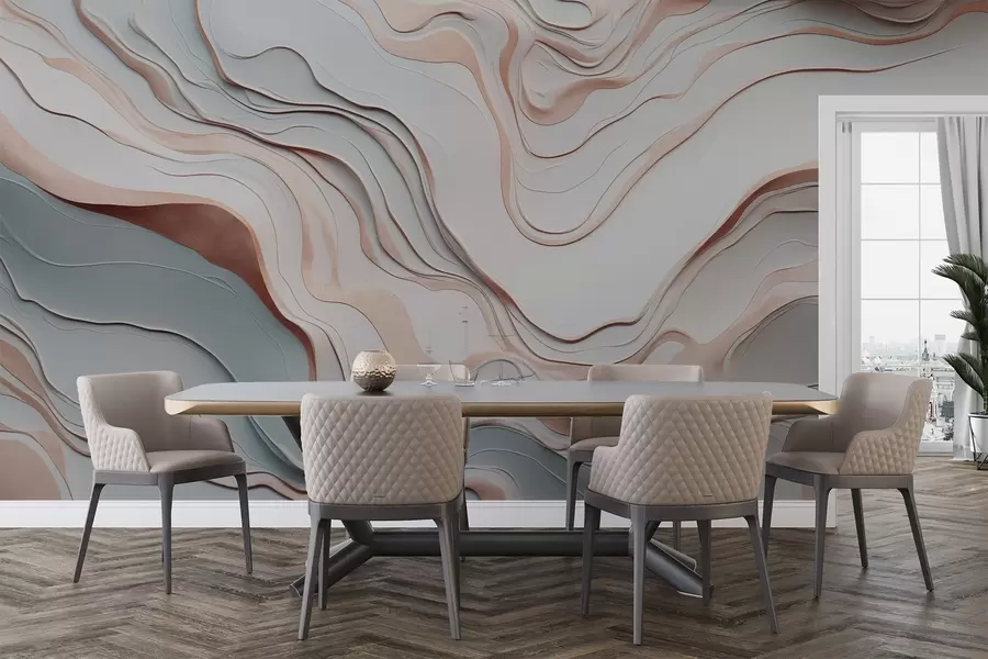 Фототапет слоеве, вълни, абстракция, розово, сиво, меки форми, w04255v1