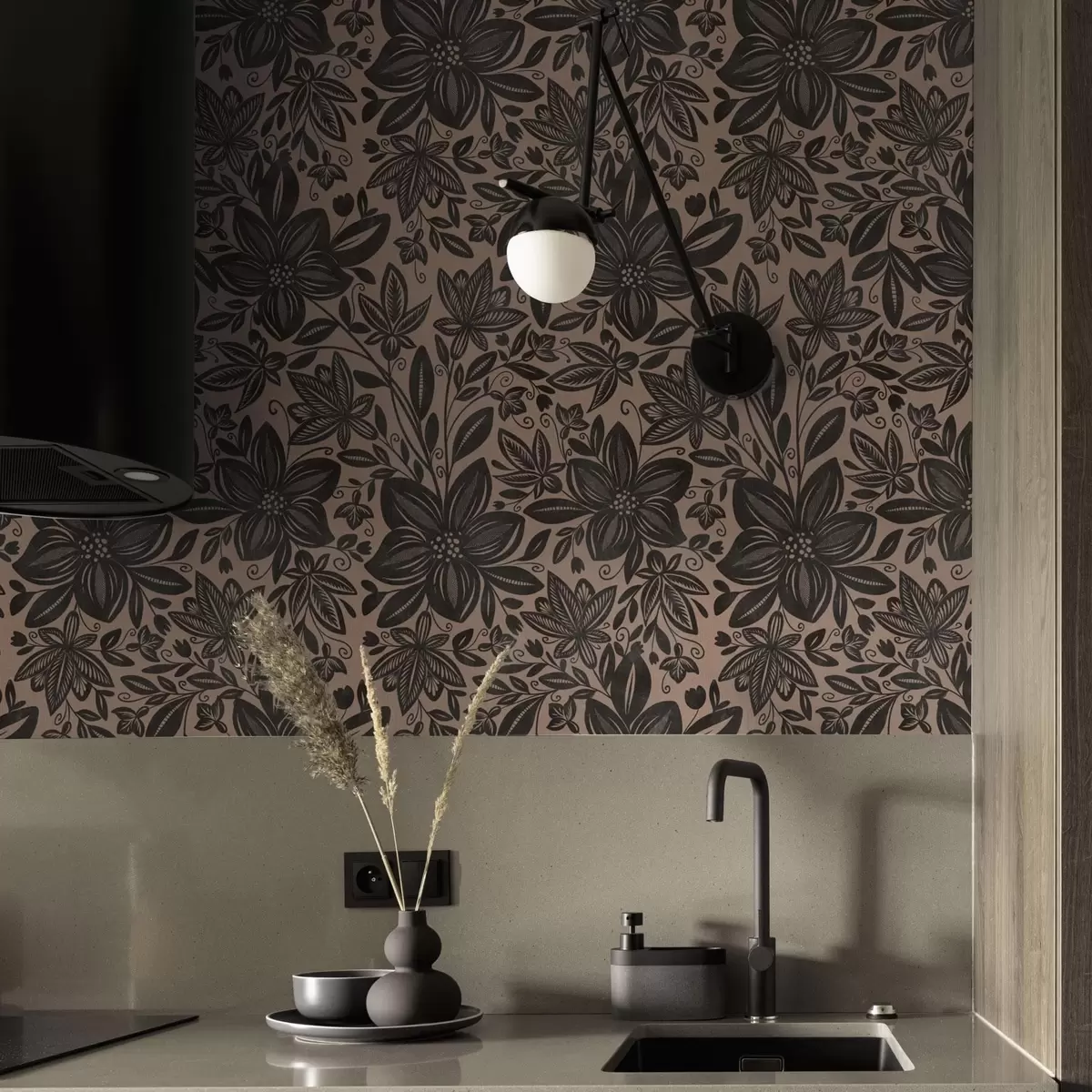 Тапети Черно-розов етнически флорален модел и розов етнически флорален модел a00351