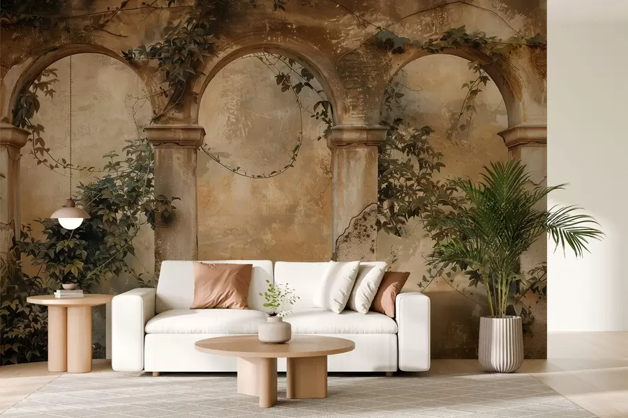 Фототапет оцветени ретро арки с бръшлян w04304