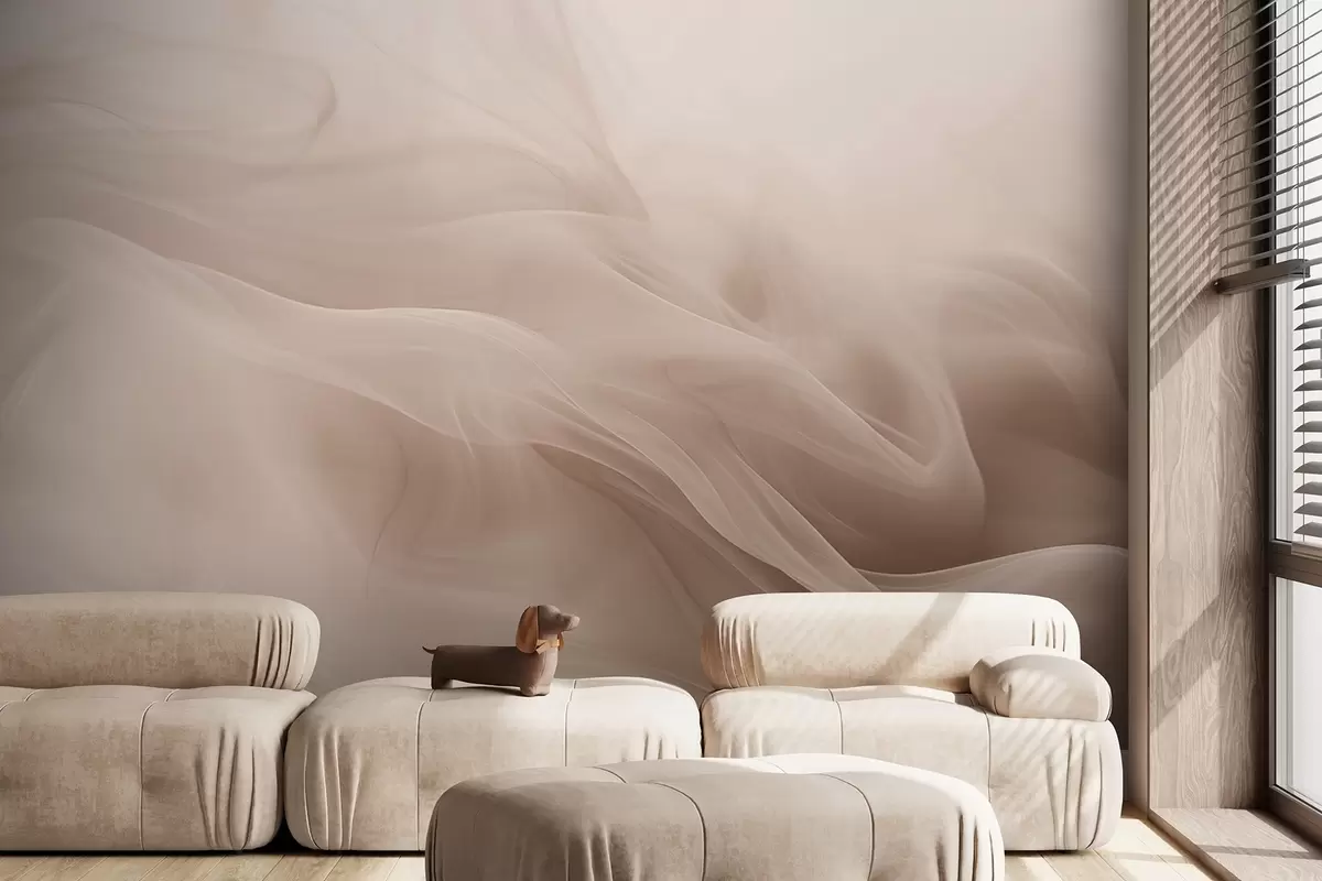 Фототапет Меки бежови опушени вълни в абстрактен стил w09273v1