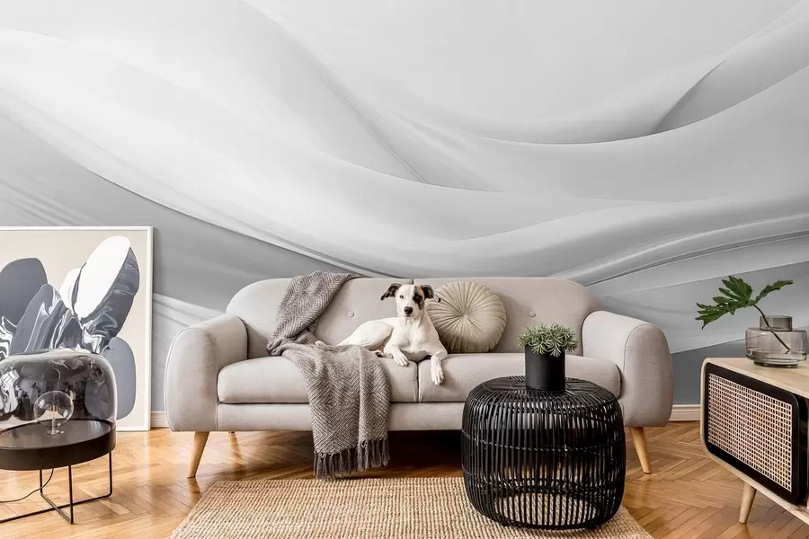 Фототапет Сиви вълни от плат в минималистичен абстрактен стил w09279v1