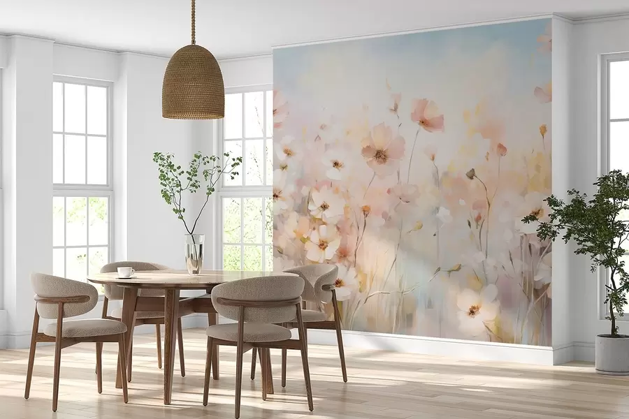 Фототапет Диви цветя в пастелни нюанси в акварелен стил w09280