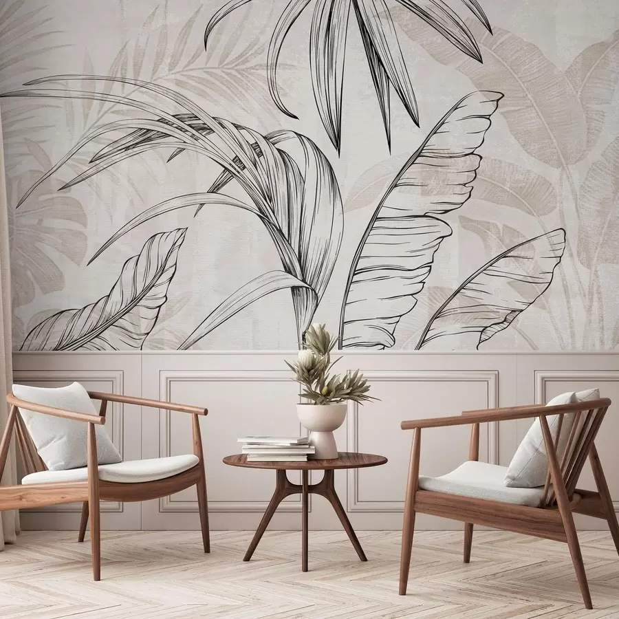 Фототапет Листа на фон с имитация на размазване и текстура w04362