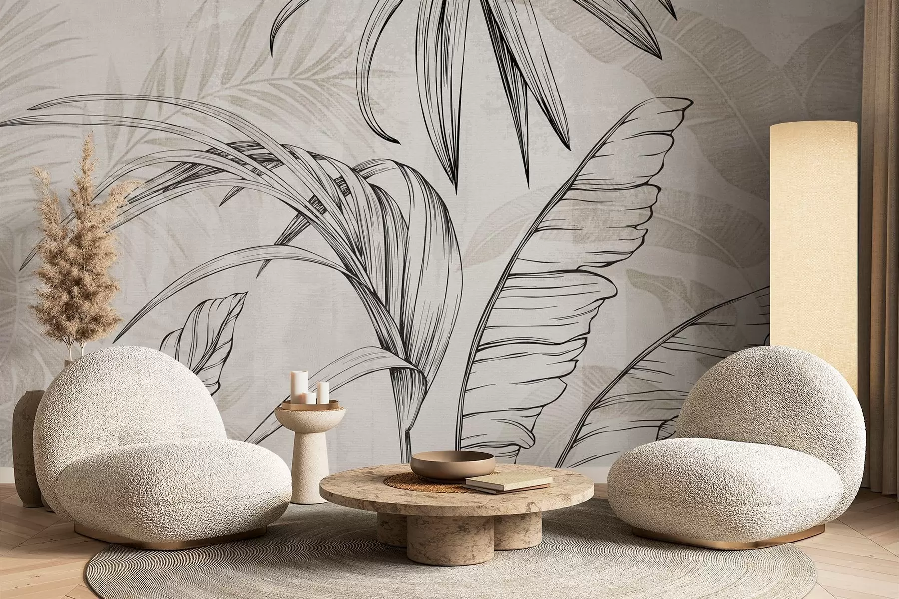 Фототапет Листа на фон с имитация на размазване и текстура w04362