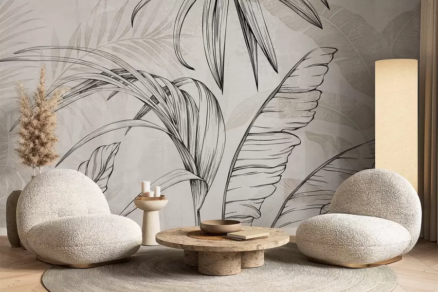 Фототапет Листа на фон с имитация на размазване и текстура w04362