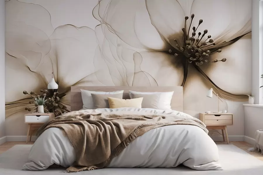 Фототапет Два прозрачни кафяви цвята с видими тичинки, припокриващи се деликатни венчелистчета и мека плавна текстура w09295