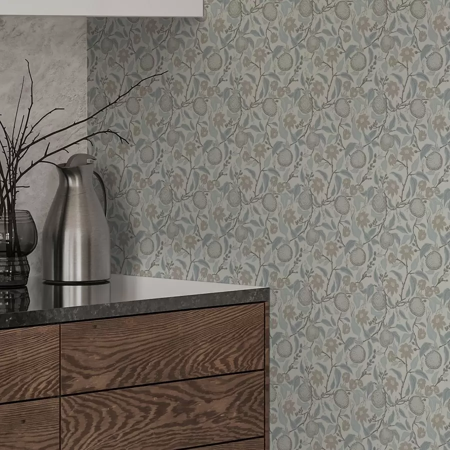 Фототапет Приглушени клонки от нар и цветя във винтидж стил a00383