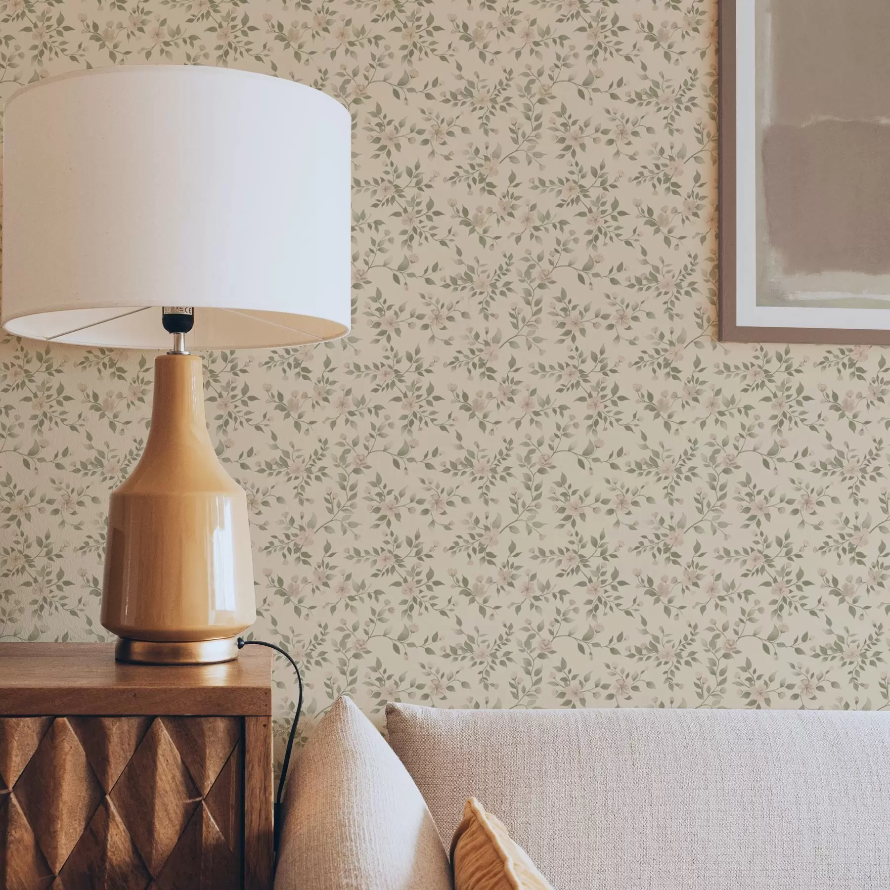 Фототапет Деликатни пастелни цветни клонки на бежов фон a00390