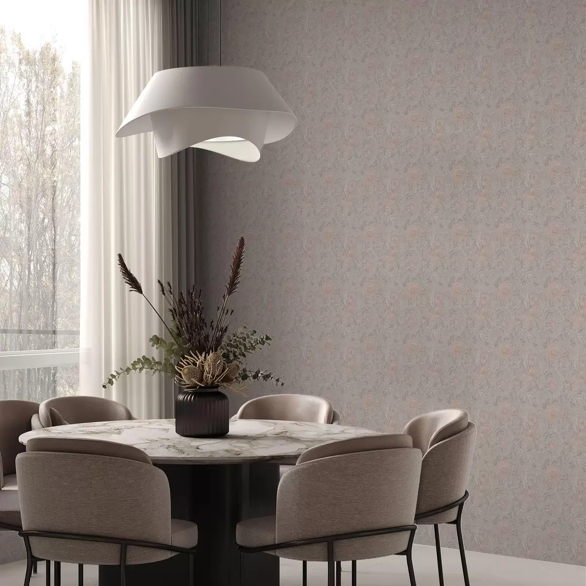 Тапети Нежни пастелни цветя в стил ар нуво a00394